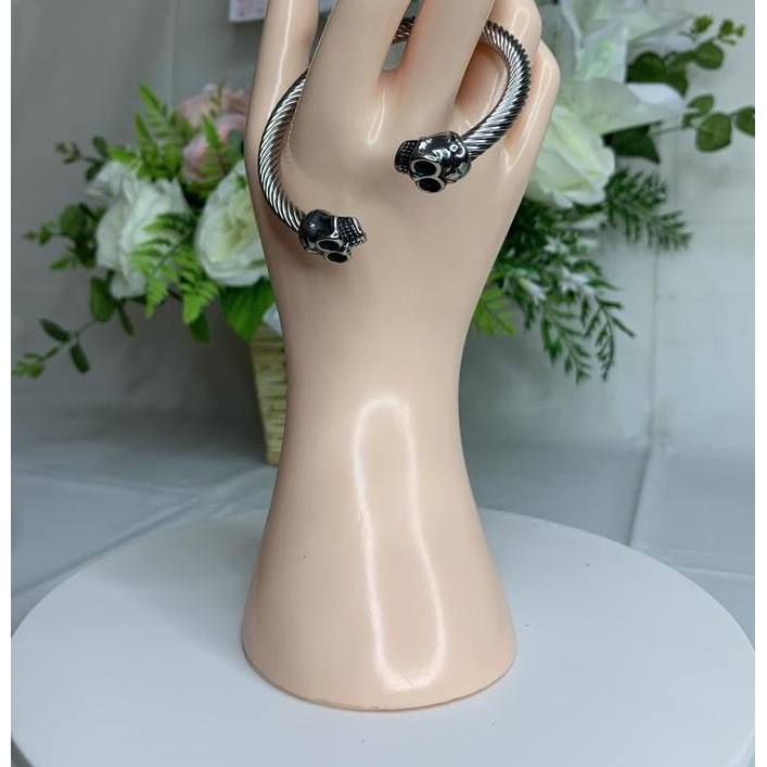 Baru [Diskon Bisa Cod] Gelang Manset Perak Bali Asli 925 Tengkorak Kepala Naga Unik Elegan Custom Pr