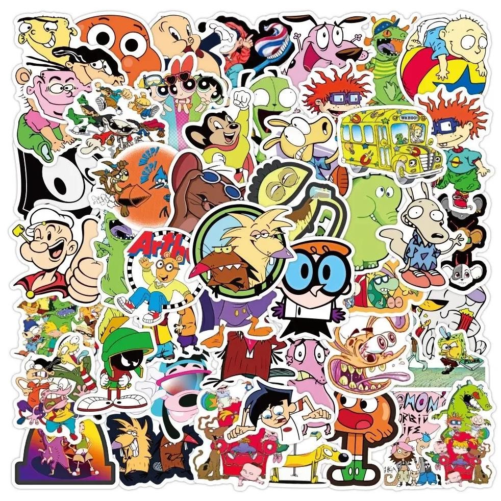 

50Pcs Classic Animation Stickers Cartoon Personalized Graffiti Creative Table Car Guitar Skateboard Waterproof Decoration Toys
