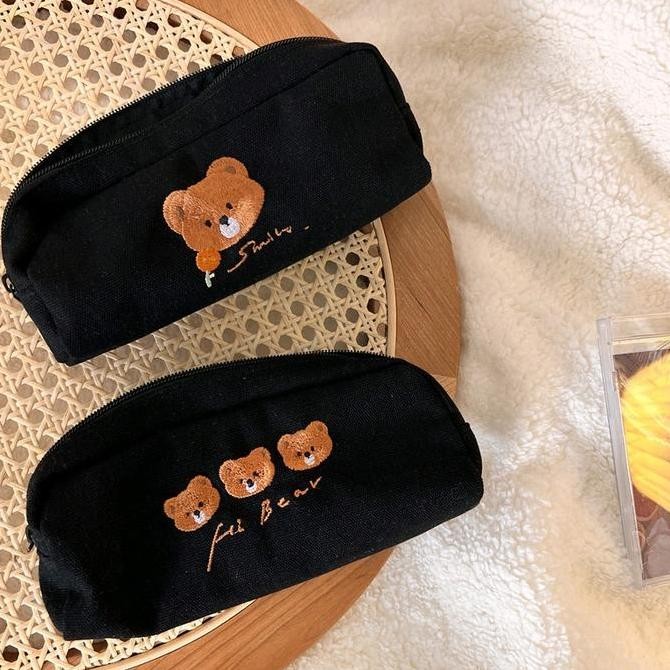 

Baru Pouch Pensil Kanvas Bear Travel Pouch Makeup Dompet Alat Tulis Lucu