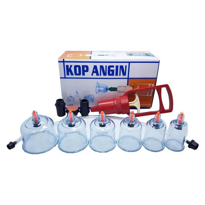 baru alat bekam tebal isi 6 tabung - kop angin tubuh terapi merah