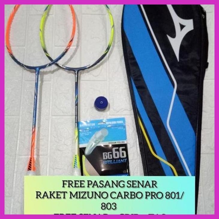 (OLAHRAGA) RAKET BADMINTON MIZUNO CARBO PRO 801/803 +GRIP+TAS ORIGINAL PACKING AMAN