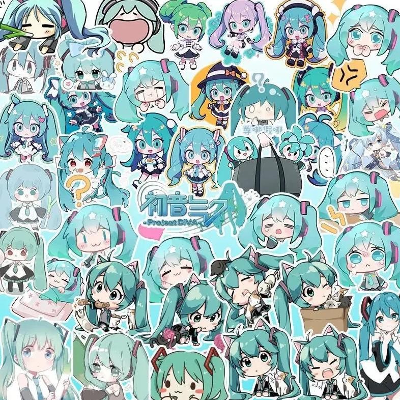 

100Pcs Kawaii Hatsunemiku Stickers Cute Cartoon Decals Journaling Stationery Phone Case Laptop Waterproof Sticker Pack Toys