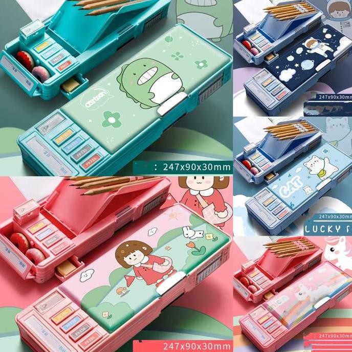 

Baru Kotak Pensil 2 Tingkat Multifungsi - Double Layer Pencil Box Stationery Anak
