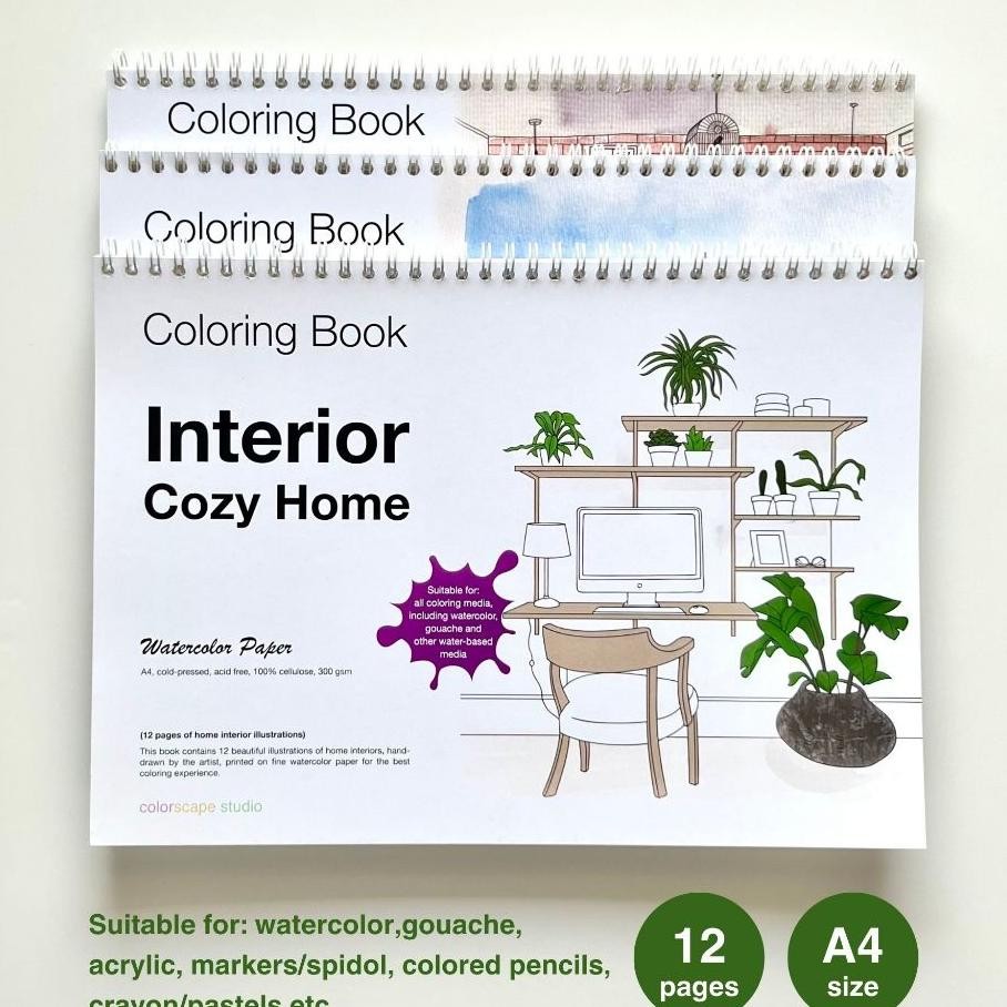

Colorscape Watercolor Mixed Media Colng Book Interior Cozy Home Buku Mewarnai Dewasa