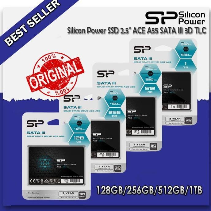 Silicon Power SSD 2.5" ACE A55 1TB 512GB 256GB 128GB SATA III 3D TLC