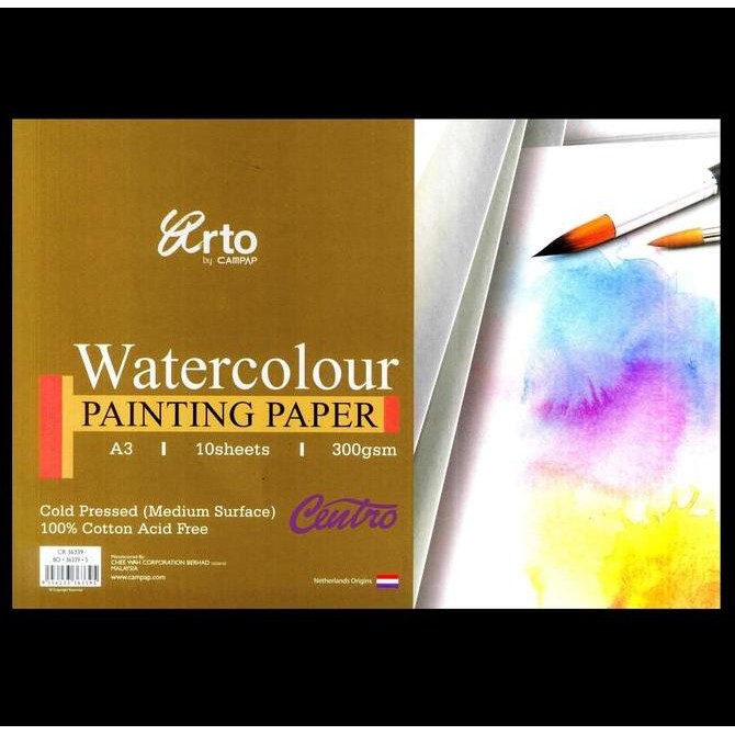 

TERLARIS - Arto Watercolour Painting Paper A3 300 Gsm Kertas Cat Air 100% Cotton