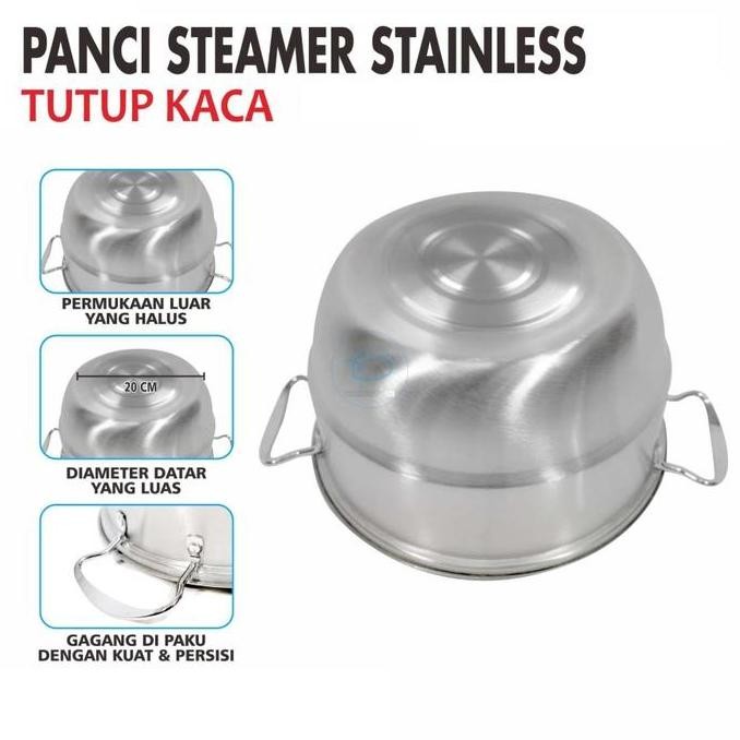 Calypso Panci Steamer Stainless Tutup Kaca 24 Cm