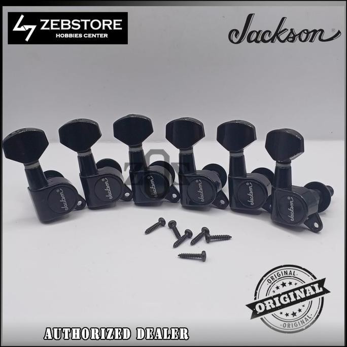 DRYER TUNING MACHINE PEMUTAR GITAR GUITAR JACKSON 6 IN LINE BLACK ORIGINAL DAN TERPERCAYA