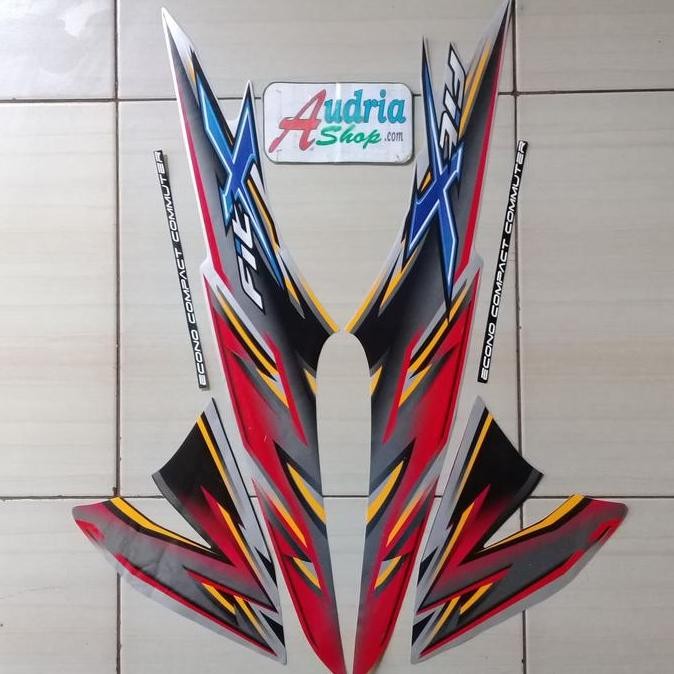 TERBARU STRIPING STIKER MOTOR HONDA SUPRA FIT X 2008 SILVER-MERAH