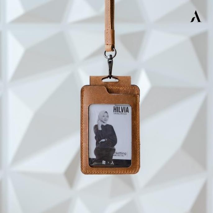 

Id Card Name Tag Kulit Sapi Asli Berly Lanyard Papan Nama Gantung
