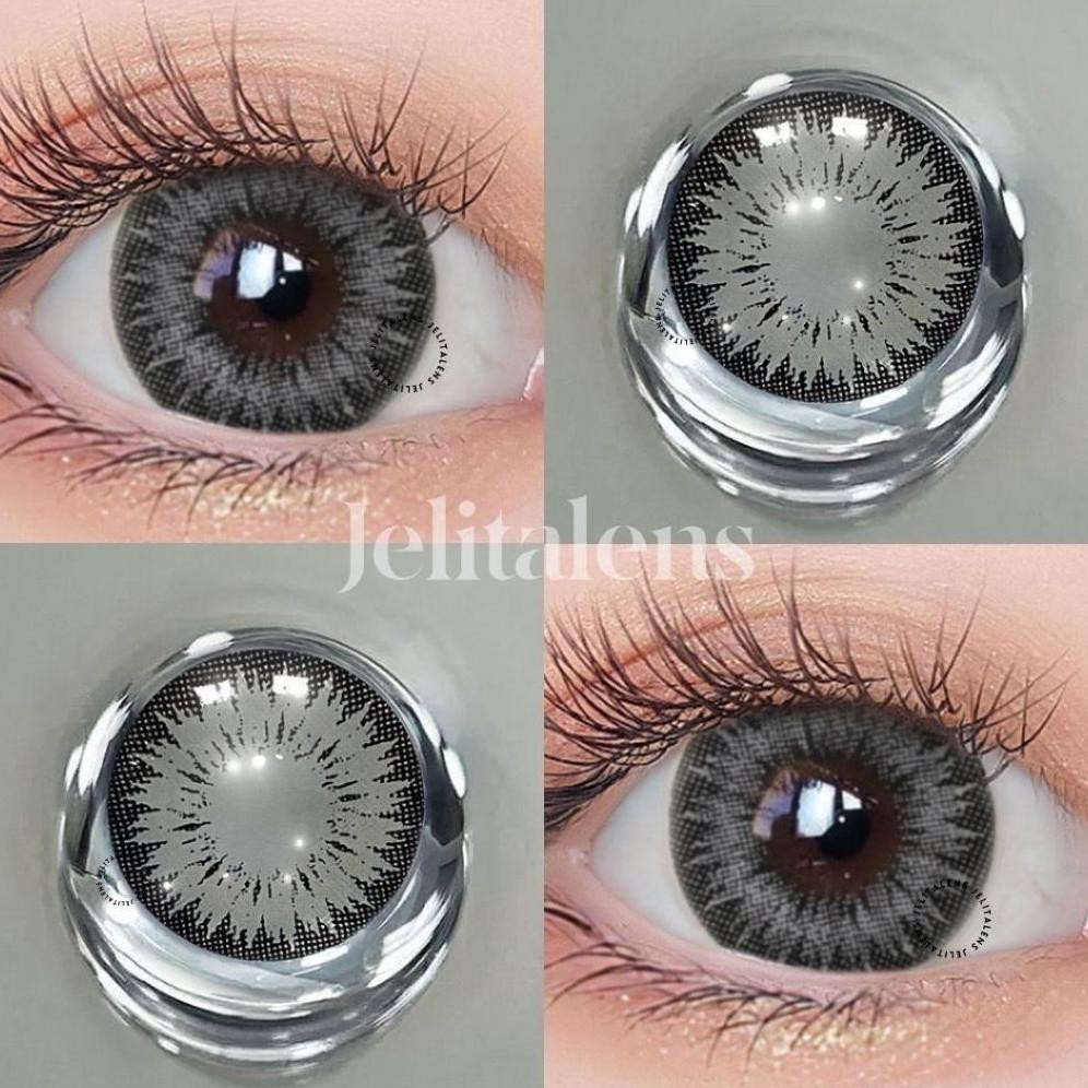 ukd- jg-8 JSOFTLENS DIAMETER 16MM Softlens Premium Viral Kekinian / Big Eyes / Hitam Abu-Abu Coklat 