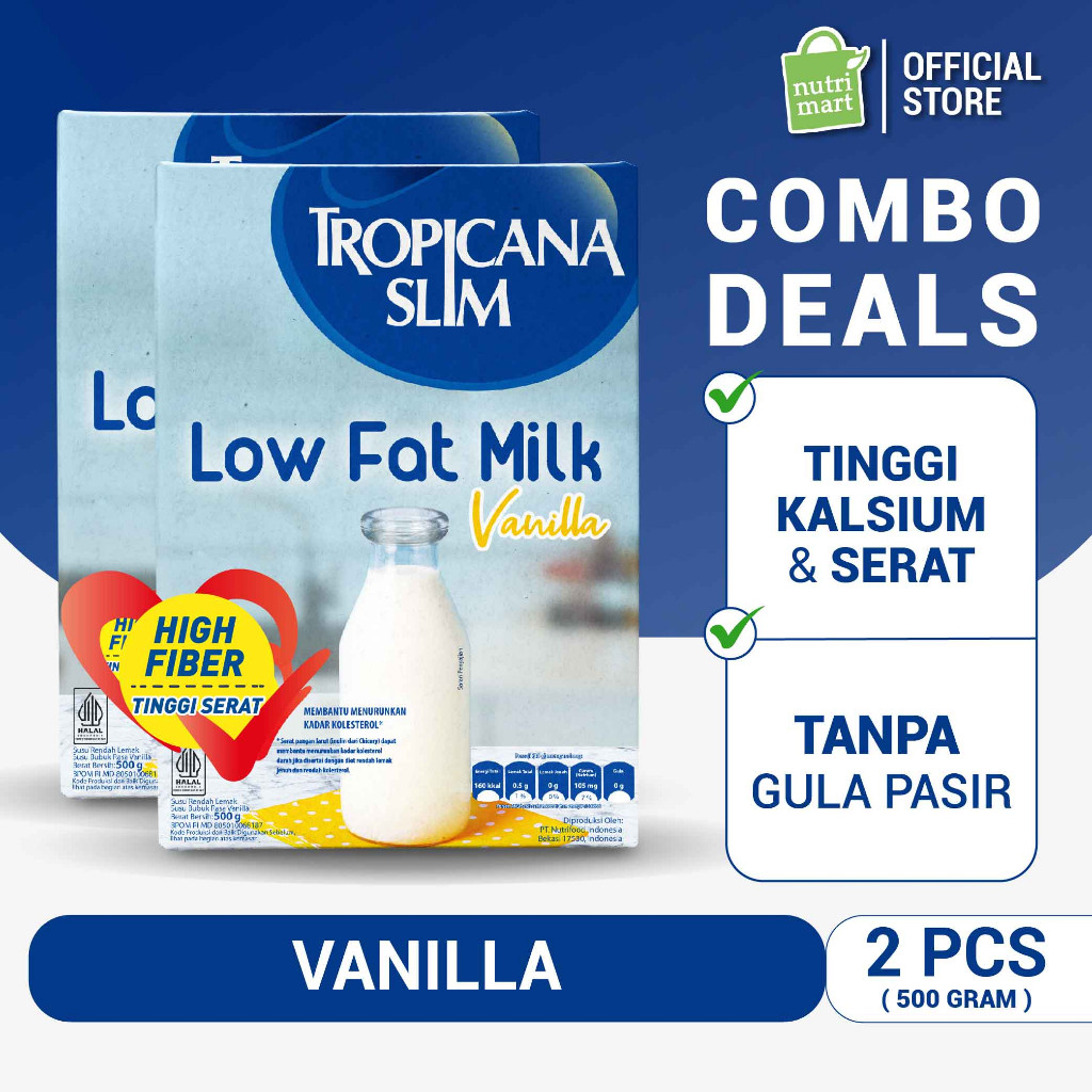 

Twin Pack - Tropicana Slim Susu Low Fat Vanilla 500gr - Bantu Turunkan Kolesterol