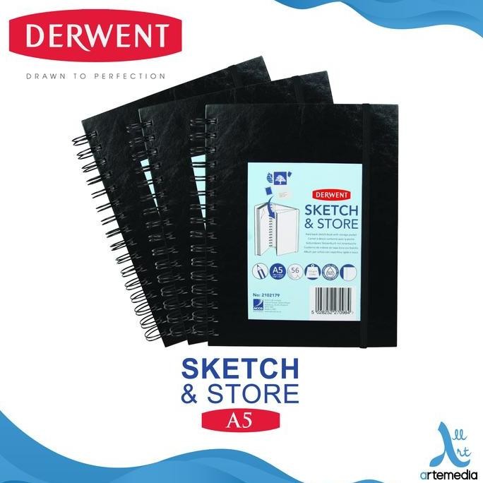 

TERLARIS - Buku Sketsa Derwent A5 Sketch & Store Hard Cover Wire Bound Sketchbook