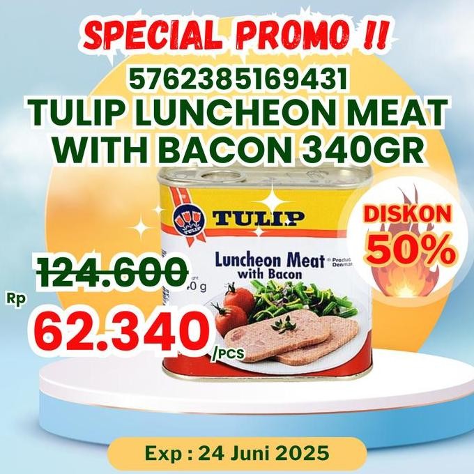 

Terlaris | Terbaru | Best Seller | Termurah Tulip Luncheon Meat With Bacon [340 Gr] Original | High Quality | Berkualitas