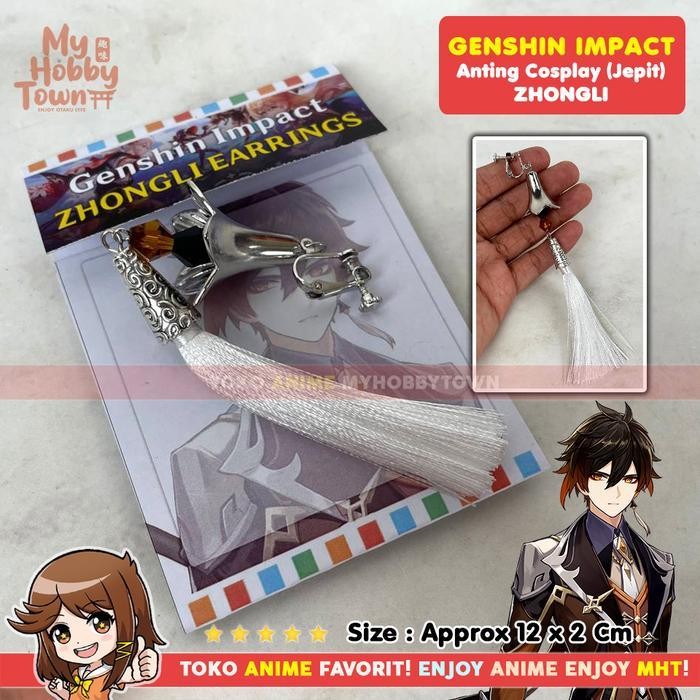 Anting Cosplay Anime Genshin Game Zhongli Morax Liyue