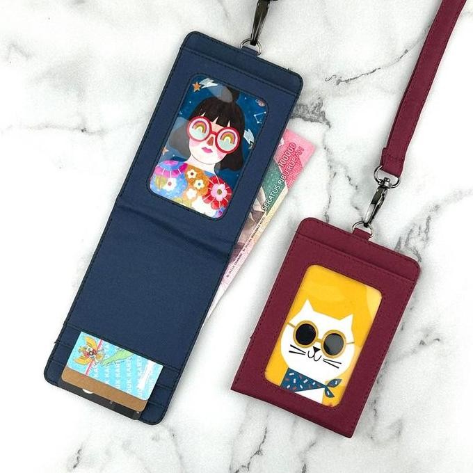 

New ID card holder hanging wallet name tag kartu dan slot uang lanyard magnet