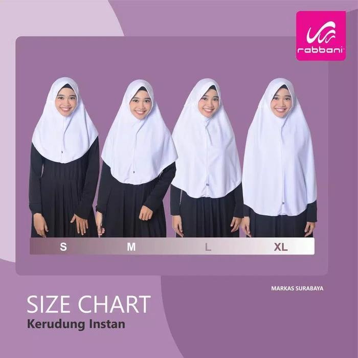 RHS [ SIZE S ] KERUDUNG SEKOLAH RABBANI JILBAB RABBANI INSTAN HEMY PITA ATAS WARNA
