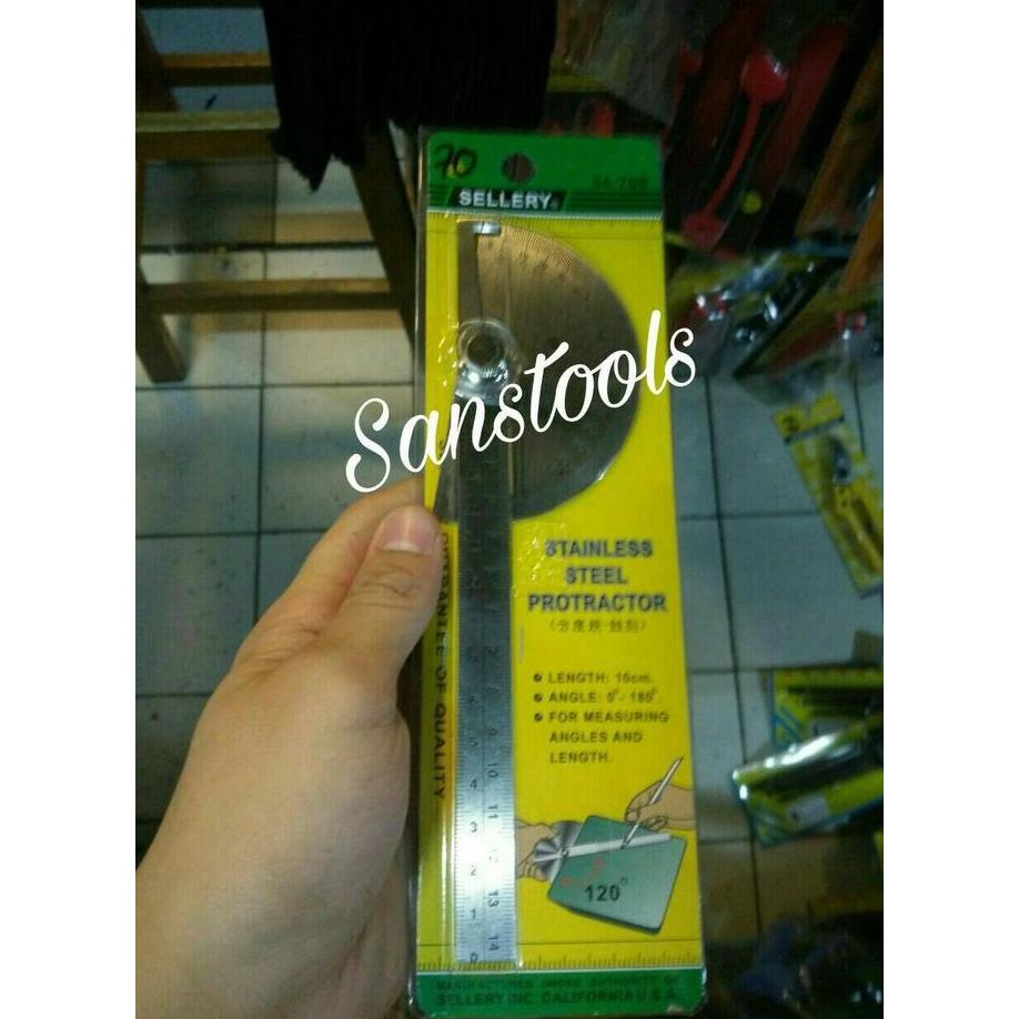 

PROTRACTOR SELLERY mistar penggaris busur derajat stainless steel