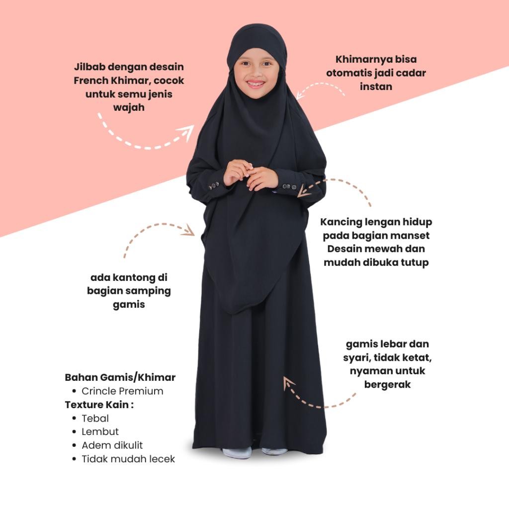 Kif Abatiy - Queen Series French Khimar Gamis Set Anak Perempuan