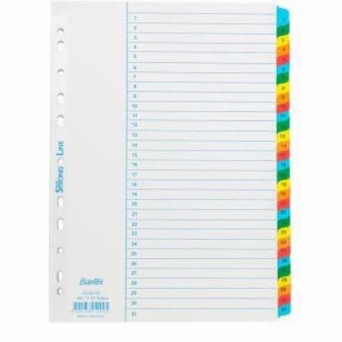 

New Divider Bantex 6242 A4 Index 1-31 Bahan Plastik / Pembatas Odner Angka
