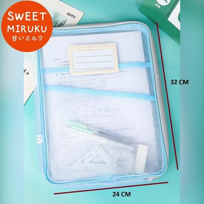 

New A31 TAS LES ANAK RESLETING 3 KOMPARTEMEN TEBAL MAP PREMIUM MUAT BANYAK MESH ZIPPER BAG A4