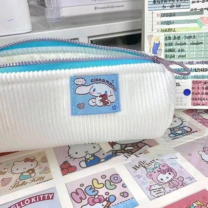 

New kotak pensil sanrio tempat pensil sanrio putih corduroy pencil case minimalis aesthetic soft korean