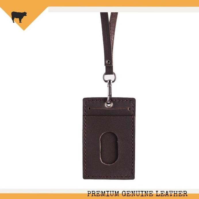 

New NAME TAG ID CARD HOLDER KULIT ASLI HANDMADE WARNA DARK BROWN