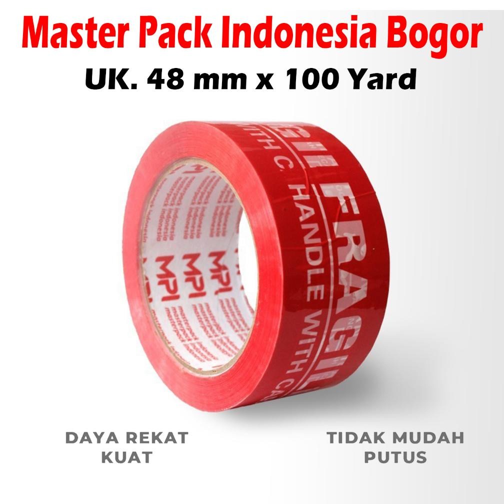 

Rd1- Lakban Fragile Merah 48 Mm X 100 Yard - Handle With Care Jangan Di Banting - Mpi
