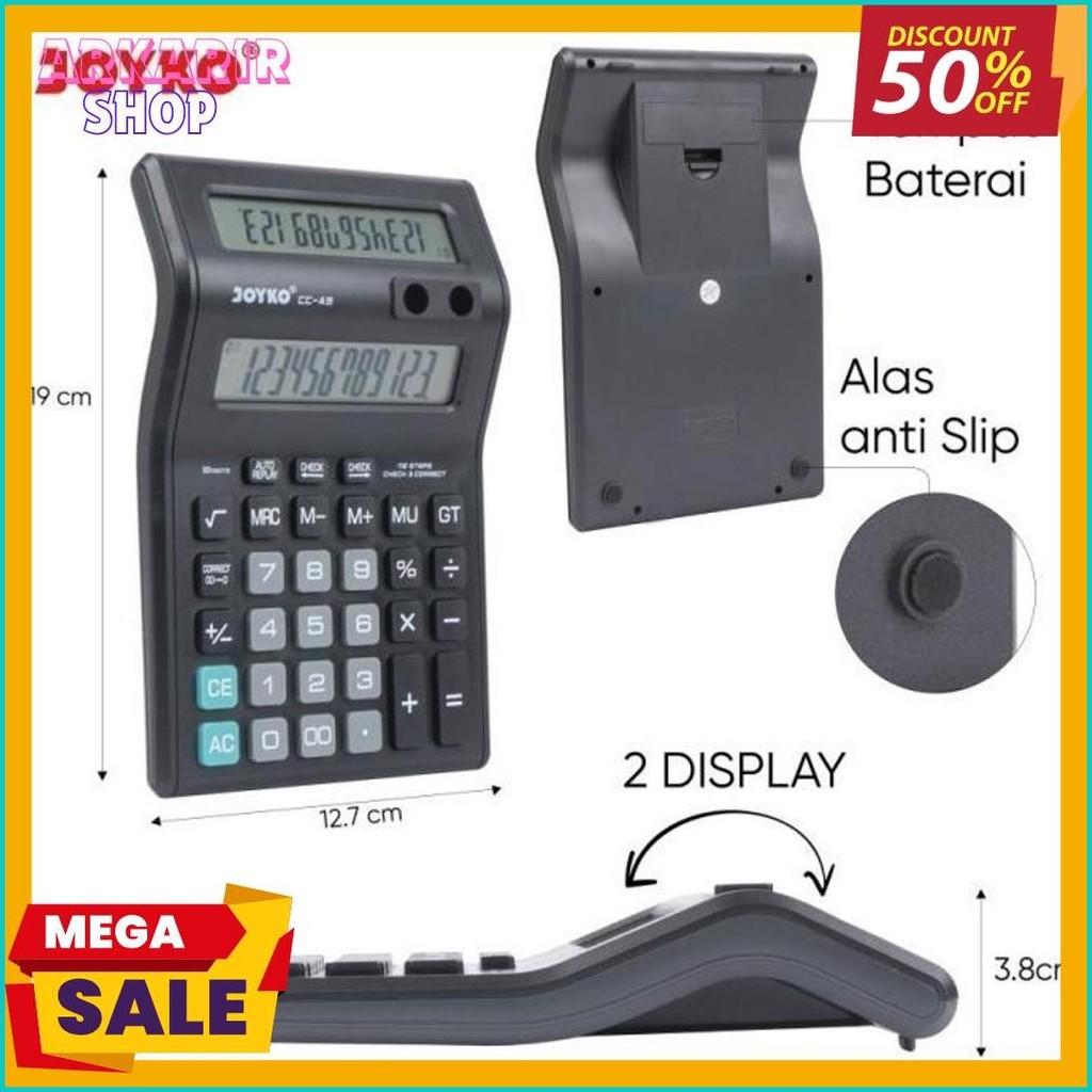 

Kalkulator Dagang 2 Layar Cc 49 Dual Display Calculator 12 Digit Joyko (Gratis Baterai) Terlaris! Produk Ini Banyak Dicari