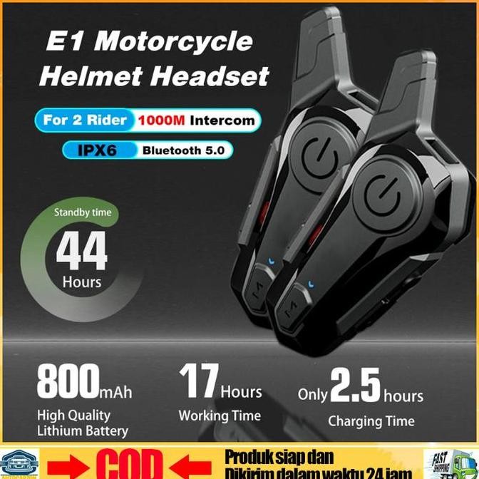 X1 Intercom Helm Bluetooth 5.0 Headset Bluetooth Helm FM Radio Intercom Helm Sepeda Motor Headphone 