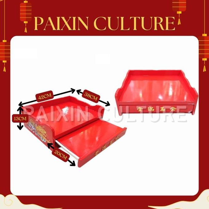 Altar Meja Sembahyang Gantung - Tecukong / Thikong / Leluhur Merah 1242 Polos dan Motif Naga