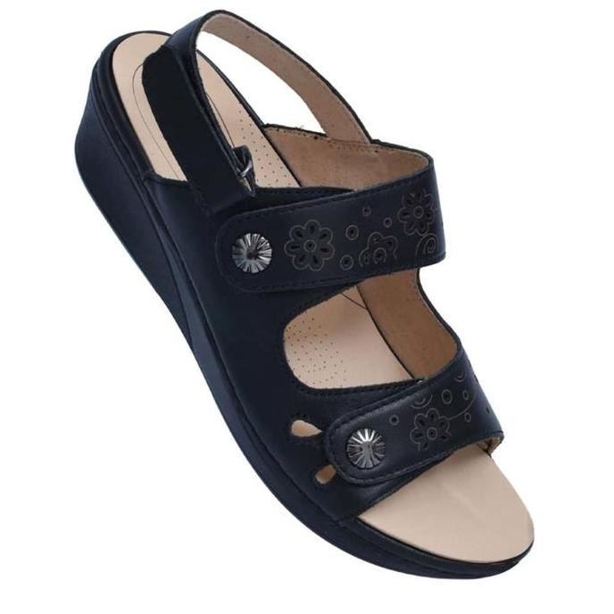 Sandal Kulit Kesehatan Kaki Kasual DR KONG 8000397 Hitam Total Contact