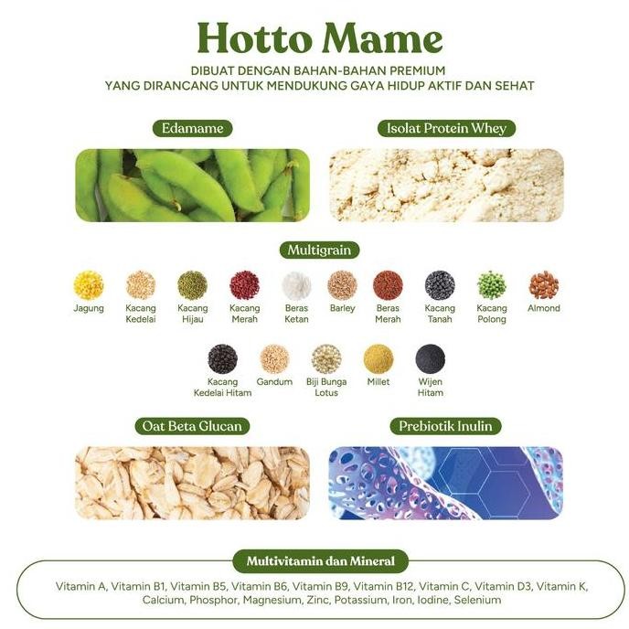 

Hotto Purto + Hotto Mame Mix 28 Sachet - Sereal Multigrain Ubi Ungu & Edamame Superfood Asli
