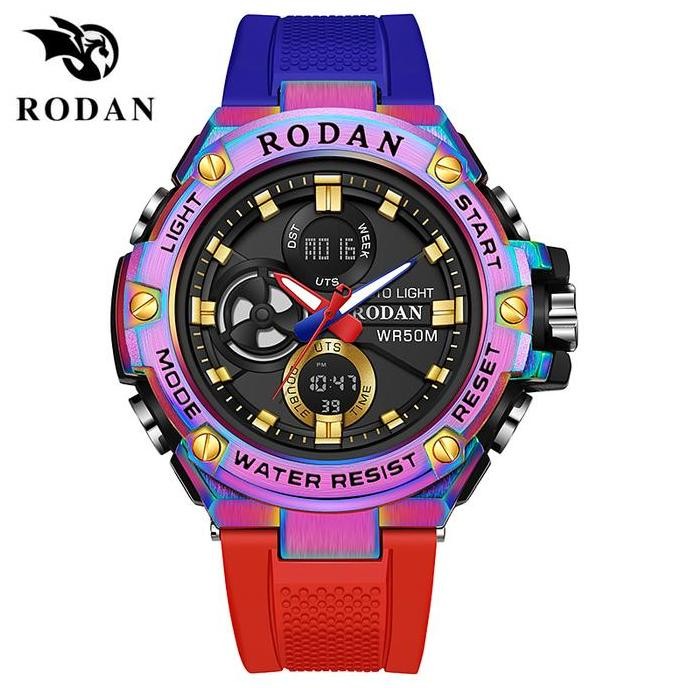Rodan 8001  Jam Tangan Sport Pria  Free Box Watches Unisex Kaca Stainless