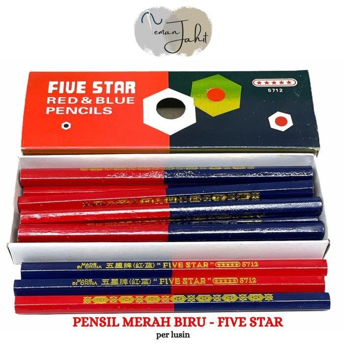 

Pensil Pola Jahit Merah Biru Five Star Ukuran Besar / Pensil Kapur Jahit / Pensil Pola Penanda Bahan
