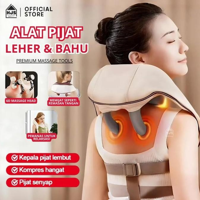 Original HJS Pemijat Bahu Leher Multifungsi Pengencang Otot Terapi Punggung Pinggang