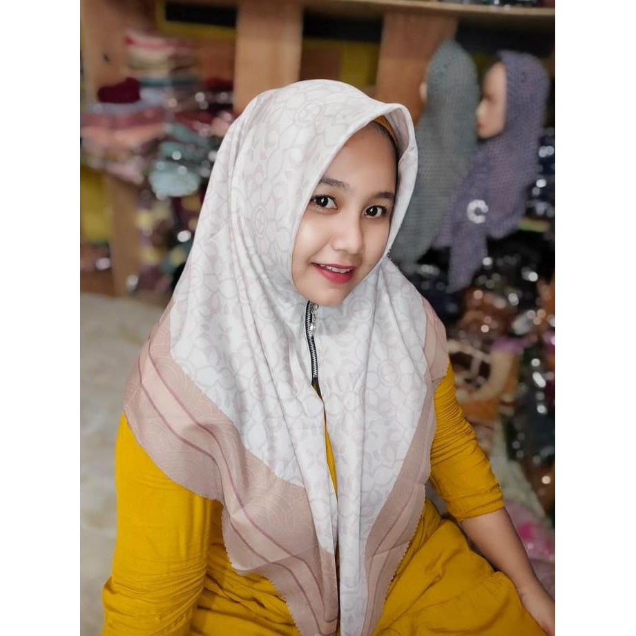 PAKET HEMAT HIJAB ZIPER MOTIF 5PC INSTAN MEWAH ZIPPER MUSLIM MUTIARA HIJAB  MOTIF