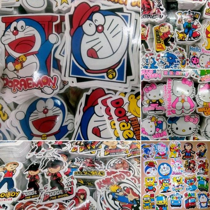 sticker isi 850 pcs motif kartun animasi anak stiker motor helm kaca