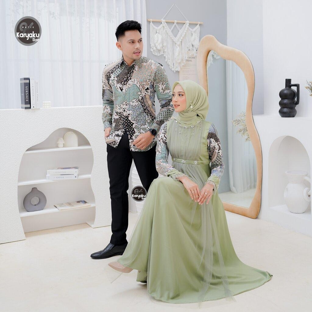 Bsh Couple Gamis Batik Premium Gamis Kondangan Gamis Tunangan