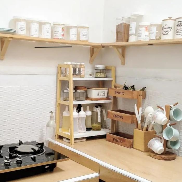 WSS (GUNINCO) RAK SUSUN 3 KAYU / Rak Dapur Susun 3 Kayu / Rak Dekorasi Meja Aesthetic / Rak kosmetik