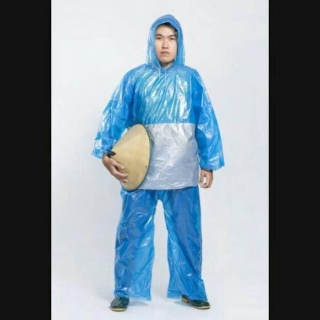 Jas Hujan  Setelan Jaket Celana Plastik Tebu-Jas Hujan Plastik Tebu - Jas Hujan Stelan Jumbo Murah