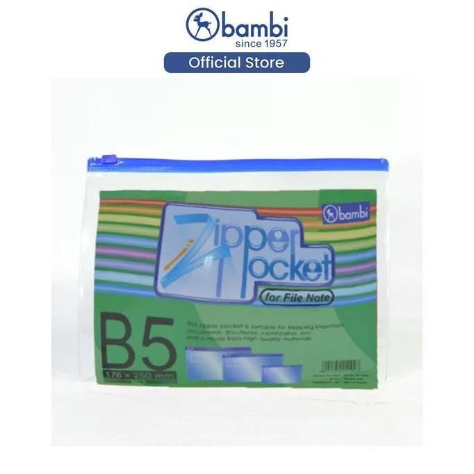 

Original Bambi Organizer Map Dokumen B5 Zipper Pocket PVC Transparan