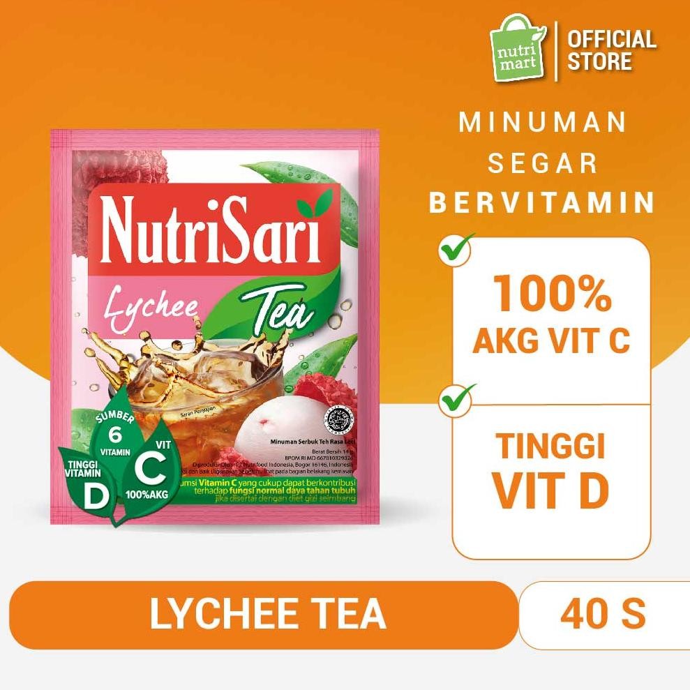 

SALE! NUTRISARI LYCHEE TEA 40 SACHET - MINUMAN TEH RASA LECI SEGAR