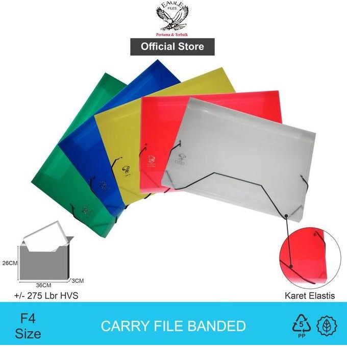 

Original Eagle Files Carry File Box Banded F4 Tas Dokumen Tali Karet Elastis