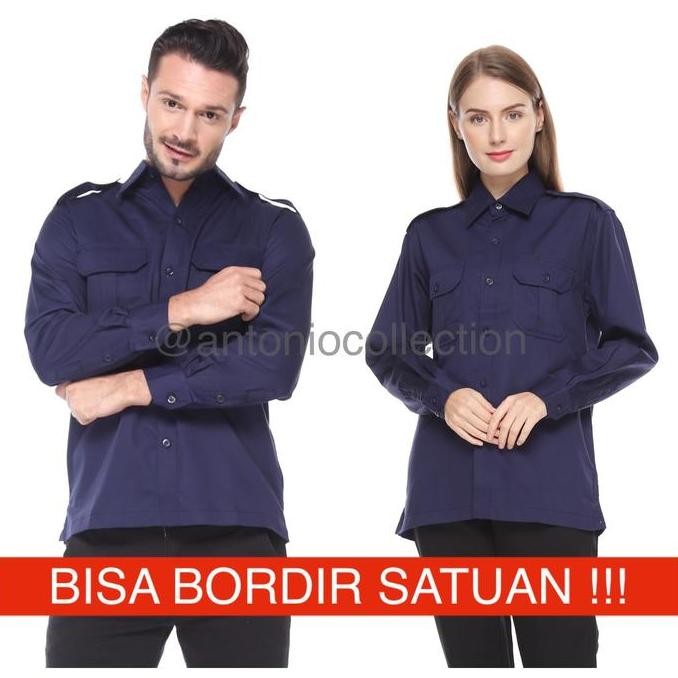 Baju Pns Biru Dongker Navy Lengan Panjang , Baju Pdh Biru Dongker Navy , Baju Asn Biru Dongker Navy 