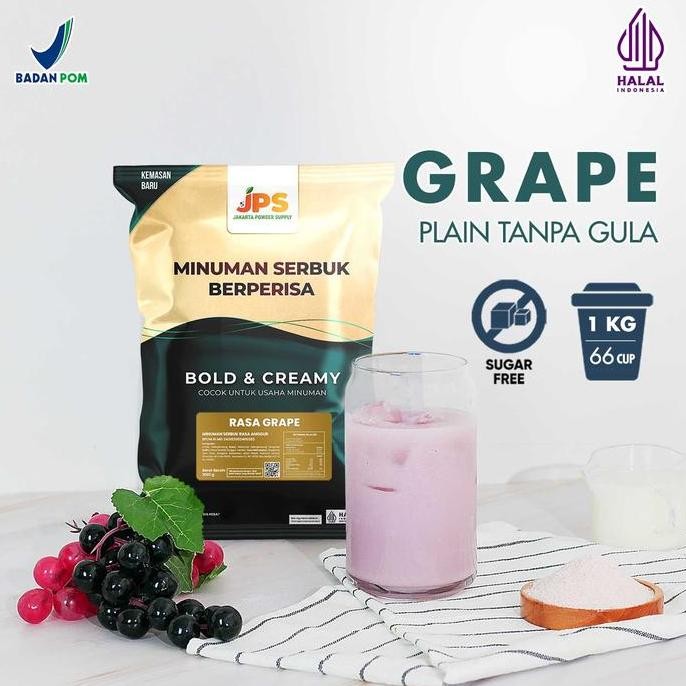 

Baru Jps Grape / Anggur Plain Powder Bubuk Minuman Anggur Tanpa Gula 1 Kg