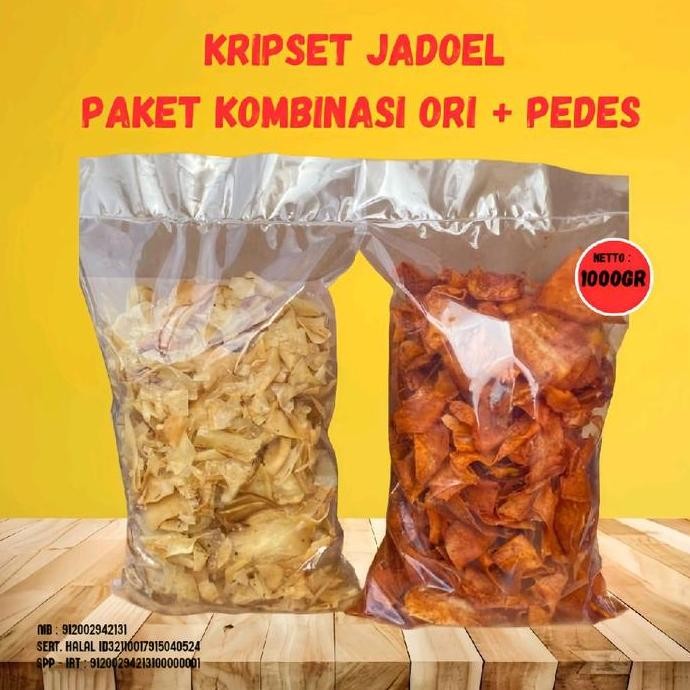 

KRIPSET KRIPIK SINGKONG PAKET KOMBINASI 500gr ( 500gr PEDES + 500gr ORIGINAL ) Cemilan Keripik snack murah