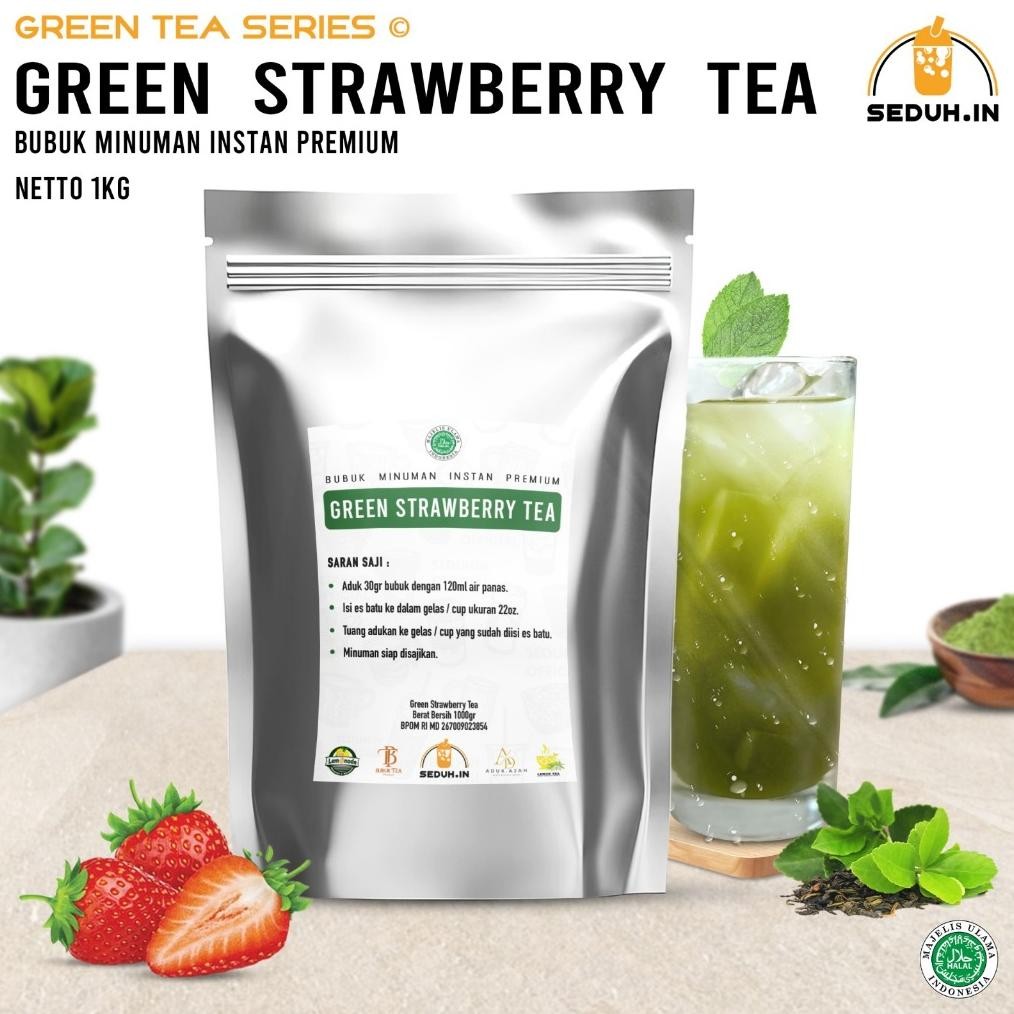 

SALE! GREEN STRAWBERRY TEA BUBUK TEH HIJAU 1KG - RASA STROBERI SEGAR