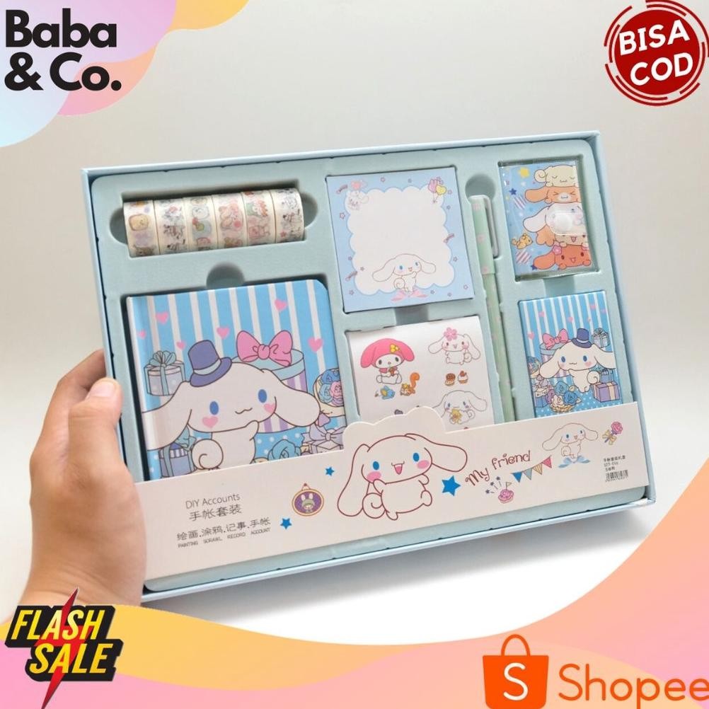 

Siap Kirim Paket Buku Jurnal Aesthetic Melody & Cinnamoroll 7 in 1 + Lettering Book & Pen