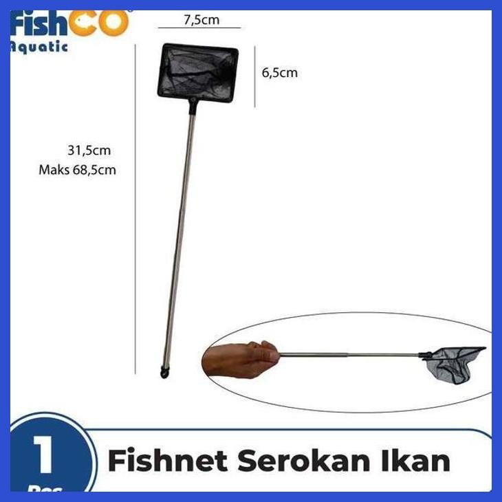 (RATUBEE) SEROKAN IKAN/PENYARING/SQUARE TELESCOPIC NYLON FISH NET SS304 HANDLE PERALATAN AQUARIUM IK